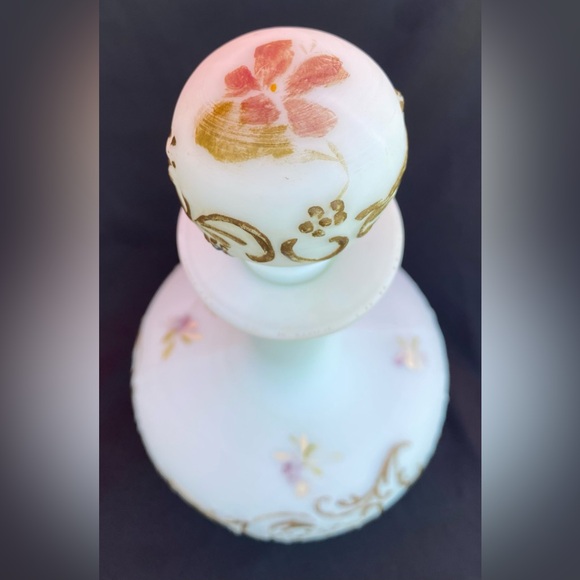 Antique Victorian Glass Decanter Barber Bottle Hand Painted Intact with Stopper - Picture 6 of 9